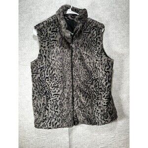 Anthony Richards Reversible Animal Print Vest Women’s Size L Black Full Zip